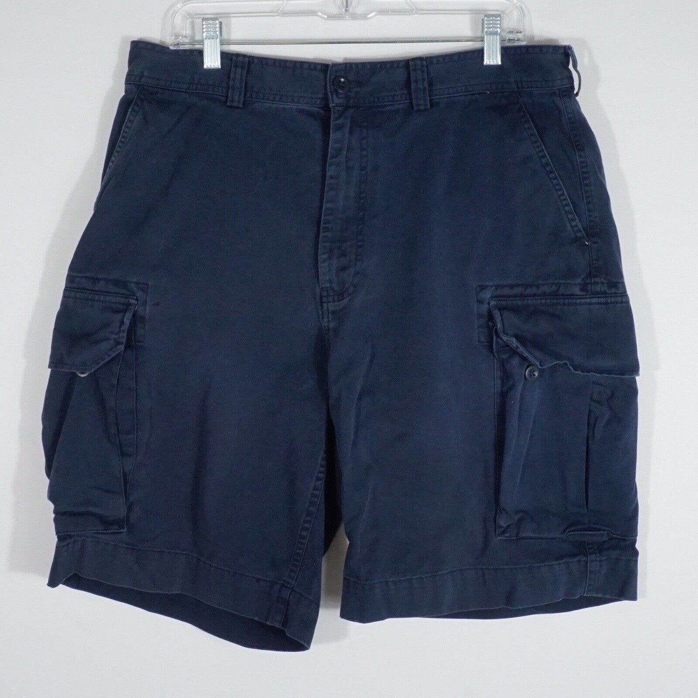 Vintage Polo Ralph Lauren Cargo Shorts Size 34 Waist Mens Navy Blue